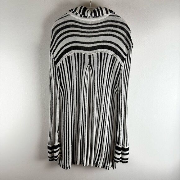 Free People Stripe Cardigan Bash Sweater oversize black & white slouchy medium - Picture 10 of 16